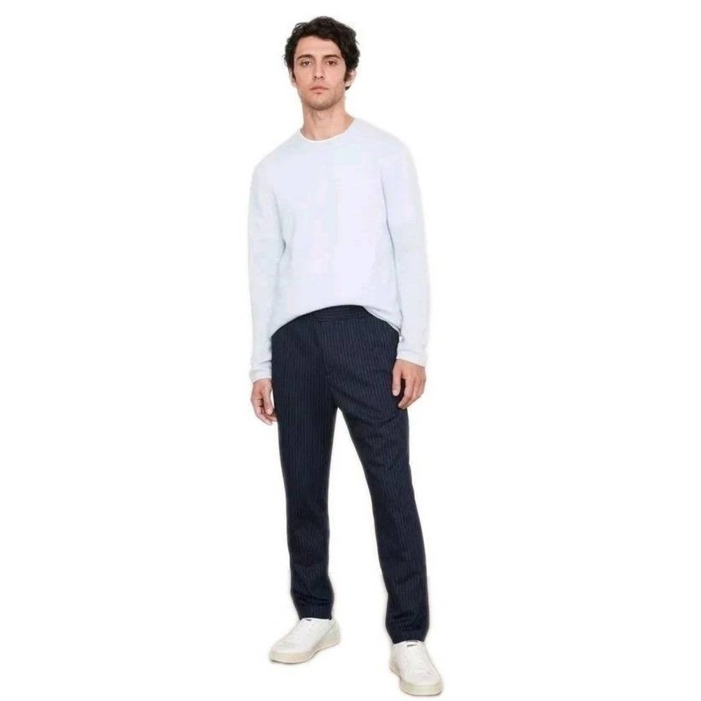 Vince Pinstripe Jogger Pants Men Large Blue Striped Pull On Comfort Lounge Luxe
